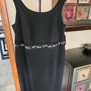 M.STUDIO Black Midi Dress with Beaded Waist